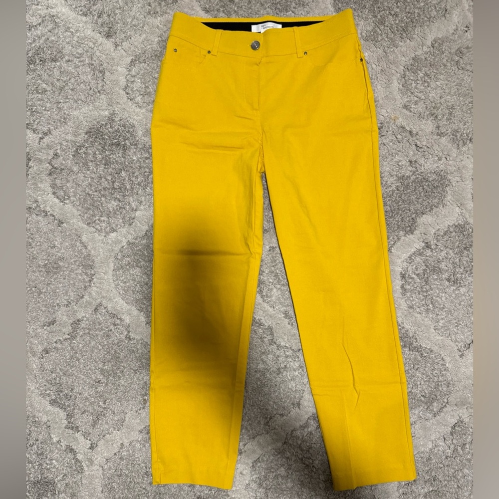89TH & MADISON Womens Mustard Yellow Wide Leg Pants Size 8 Elastic Waist Stretch